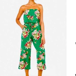 EXPRESS Green Floral Print Jumpsuit NWT